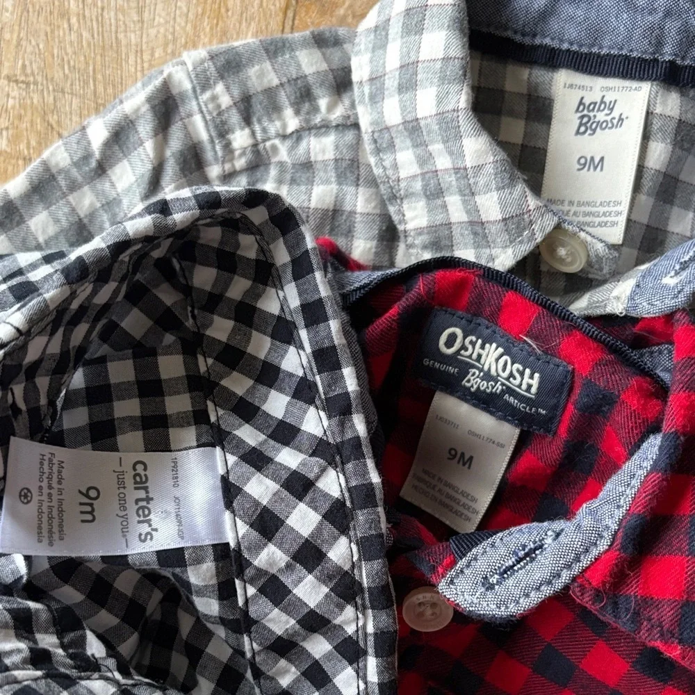 OshKosh Checkered Baby Bodysuit Shirts 9m